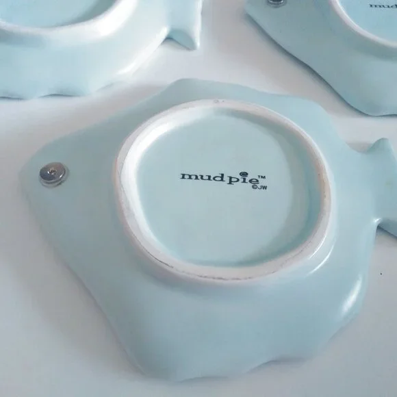 Mud Pie Fish Plates 5.5 inch Set of 4 Charcuterie Tapas Lot - Picture 9 of 10